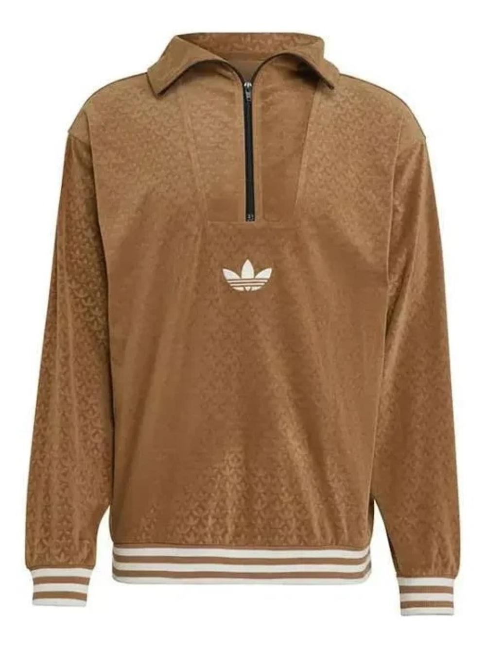 Adidas originals adicolor heritage Now funnel velour half zip brown desert men S